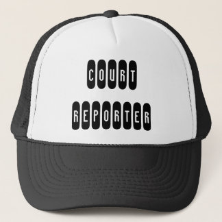 Proud court reporter black white letter hat
