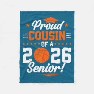 Proud Cousin 2026 Senior Basketball Artwork Fleece Blanket