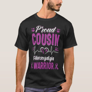 Proud Cousin Fibromyalgia Warrior Awareness Ribbon T-Shirt