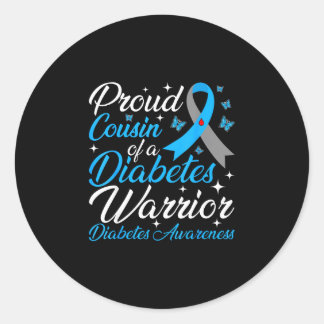 Proud cousin of a diabetes awareness warrior t1d classic round sticker