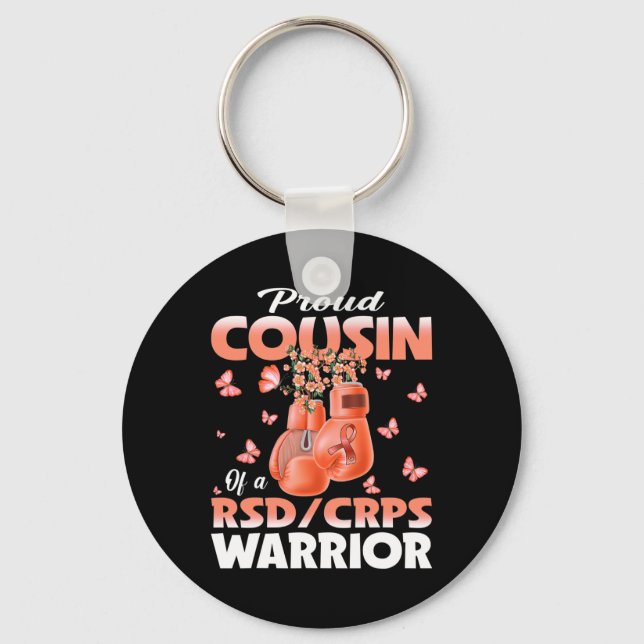 Proud Cousin Of A Rsd Crps Warrior Awareness Boxin Key Ring (Front)