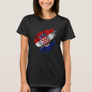 Proud Croatian Root Torn Ripped Croatia Flag T-Shirt