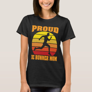 Proud Cross Country Runner Mum Vintage Retro Sunse T-Shirt