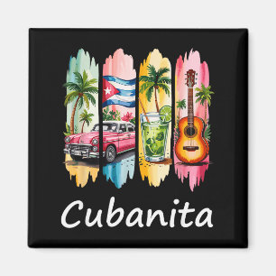 Proud Cubanita Cuban Flag Guitar Mojito Car Design Magnet