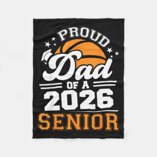 Proud Dad 2026 Senior Basketball Artwork Fleece Blanket