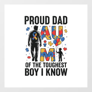 Proud Dad Autism Toughest Boy Vintage Vector Desig