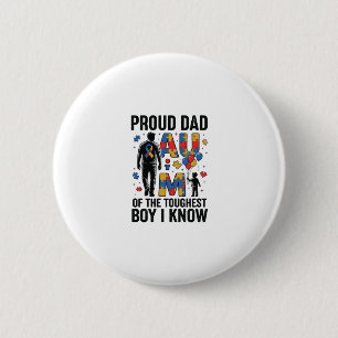 Proud Dad Autism Toughest Boy Vintage Vector Desig 6 Cm Round Badge