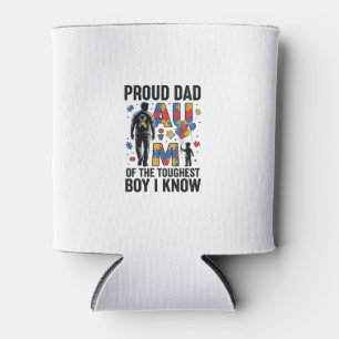 Proud Dad Autism Toughest Boy Vintage Vector Desig Can Cooler