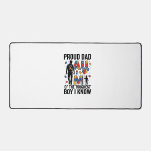 Proud Dad Autism Toughest Boy Vintage Vector Desig Desk Mat