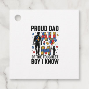 Proud Dad Autism Toughest Boy Vintage Vector Desig Favour Tags