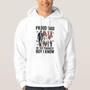 Proud Dad Autism Toughest Boy Vintage Vector Desig Hoodie