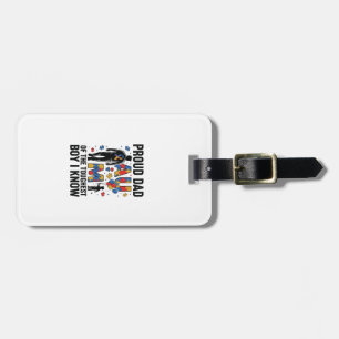 Proud Dad Autism Toughest Boy Vintage Vector Desig Luggage Tag