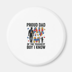 Proud Dad Autism Toughest Boy Vintage Vector Desig Magnet
