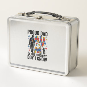 Proud Dad Autism Toughest Boy Vintage Vector Desig Metal Lunch Box