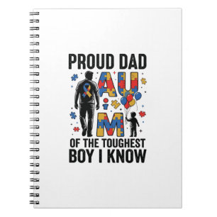 Proud Dad Autism Toughest Boy Vintage Vector Desig Notebook