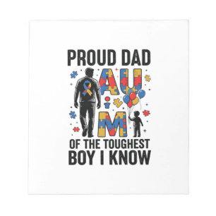 Proud Dad Autism Toughest Boy Vintage Vector Desig Notepad