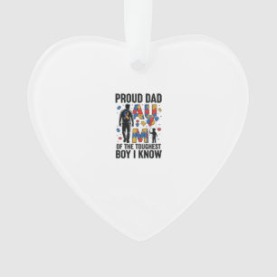 Proud Dad Autism Toughest Boy Vintage Vector Desig Ornament