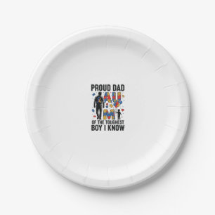 Proud Dad Autism Toughest Boy Vintage Vector Desig Paper Plate
