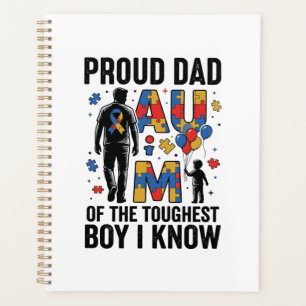 Proud Dad Autism Toughest Boy Vintage Vector Desig Planner