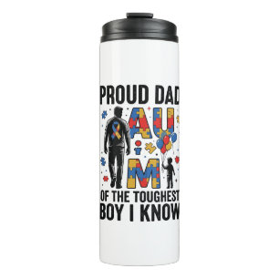 Proud Dad Autism Toughest Boy Vintage Vector Desig Thermal Tumbler