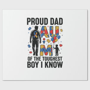 Proud Dad Autism Toughest Boy Vintage Vector Desig Wrapping Paper