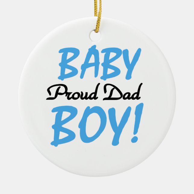 Proud Dad Baby Boy Gifts Ceramic Tree Decoration (Front)