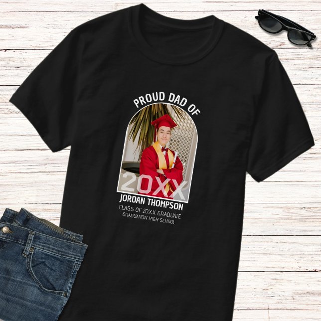 Proud Dad Black & White Arch Photo Class Of 2026 T-Shirt (Creator Uploaded)