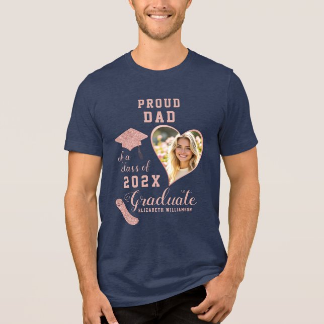Proud Dad Class of 2025 Graduate Photo Tri-Blend Shirt (Front)