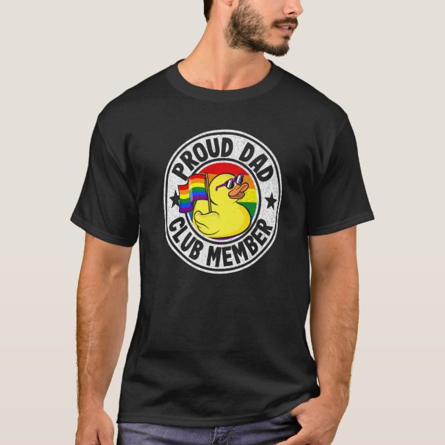 Proud Dad Club Member Rubber Duck Rainbow Gay Lesb T-Shirt (Front)