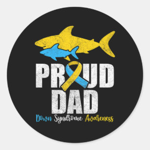 Proud Dad Down Syndrome Awareness  Classic Round Sticker