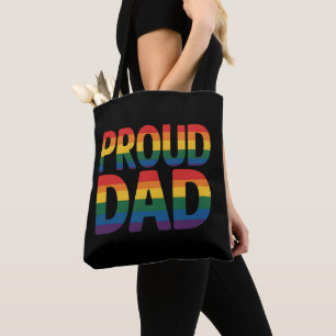 Proud Dad Family LGBTQ Gay Pride Ally Rainbow Tote Bag