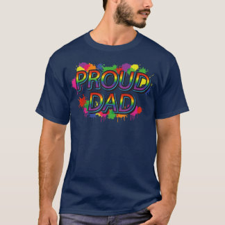 Proud Dad Gay Pride Retro Vintage LGBT Pride Month T-Shirt