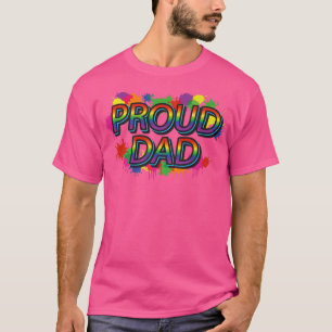 Proud Dad Gay Pride Retro Vintage LGBT Pride Month T-Shirt