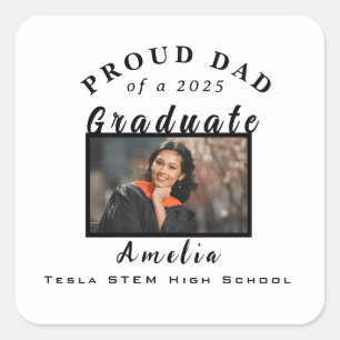 Proud Dad Graduation 2025 Custom Photo Gift Square Sticker