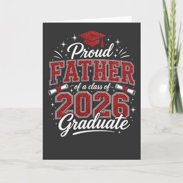 Proud Dad Graduation Class of 2026 Father Tee Card (Front)
