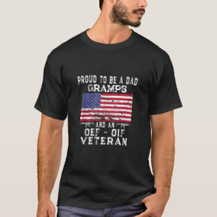Proud Dad Gramps OEF OIF Veteran Retro US Flag Gra T-Shirt
