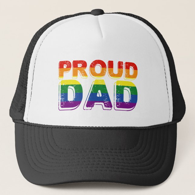 Proud Dad LGBT Parent Gay Pride Dad Trucker Hat (Front)