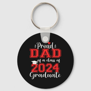 Proud Dad Of 2024 Graduate Awesome Family College Key Ring
