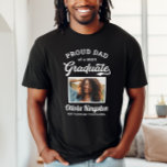 Proud Dad of a 2024 Graduate Black Custom Photo T-Shirt<br><div class="desc">Stylish black "Proud Dad of a 2024 Graduate" graduation t-shirt design features a photo of the grad framed in white with simple and classic name, class year, and school name wording that can be personalised for any family member. Shirt colours and style can be modified to coordinate with school or...</div>