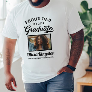 Proud Dad of a 2024 Graduate White Custom Photo T-Shirt