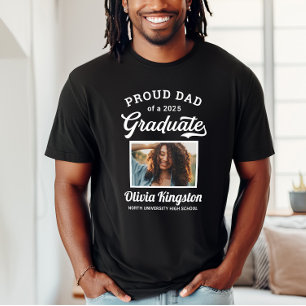 Proud Dad of a 2025 Graduate Black Custom Photo T-Shirt
