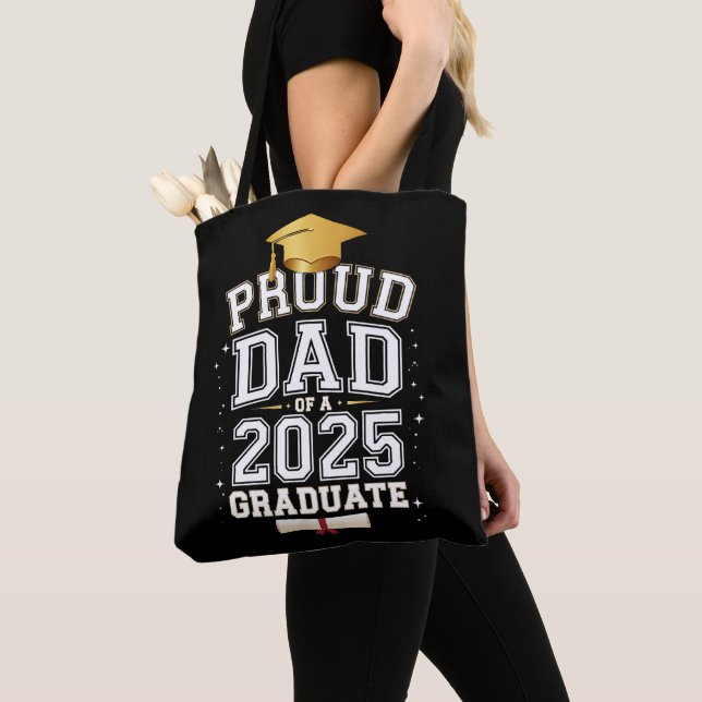 Proud Dad Of A 2025 Graduate Family Graduation Tote Bag (Close Up)
