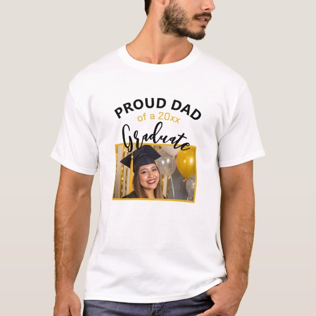 Proud Dad of a 2025 Graduate White Custom Photo  T-Shirt (Front)