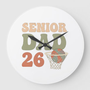 Proud Dad Of A 2026 Senior Graduate Basketball Large Clock
