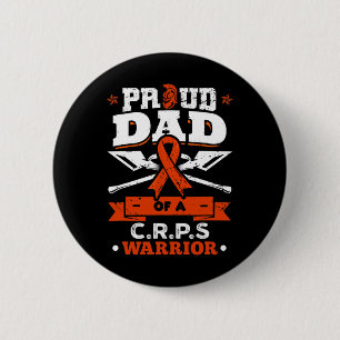 Proud Dad Of A Crps Warrior Month Orange Ribbon  6 Cm Round Badge