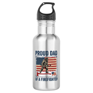 Proud Dad of a Firefighter Vintage Flag Vector_1 532 Ml Water Bottle