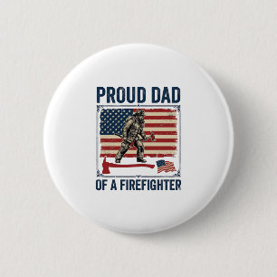 Proud Dad of a Firefighter Vintage Flag Vector_1 6 Cm Round Badge