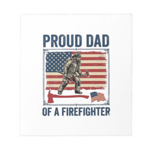 Proud Dad of a Firefighter Vintage Flag Vector_1 Notepad