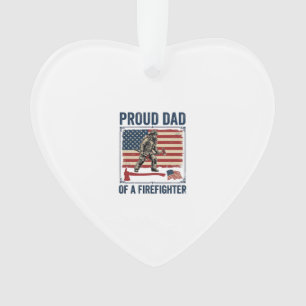 Proud Dad of a Firefighter Vintage Flag Vector_1 Ornament