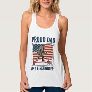 Proud Dad of a Firefighter Vintage Flag Vector_1 Singlet